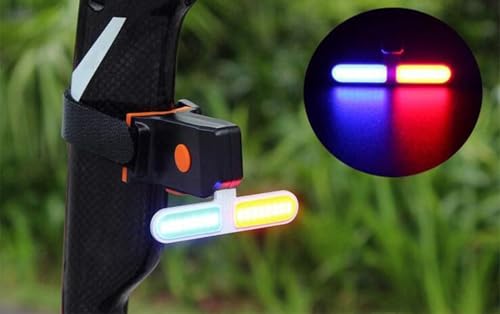 Image of Dark Horse Bicycle 6 Mode LED with Red & Blue Light, USB Rechargeable Tail Light, High Brightness and Waterproof Rear Light, Police Tail Light, NEW Model