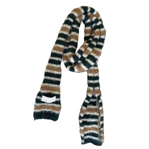 Women's Striped Acrylic Scarf, Black Green, 180x8cm/70.86x3.14inch4