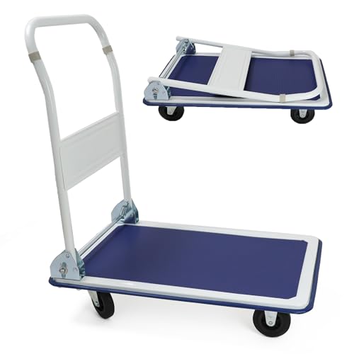 DIVCHI Collapsible Trolley 4 Wheel Heavy Duty Platform Trolley Folding Platform Truck | Industrial Trolleys | Hand Truck | Sack Trolley | Push Cart