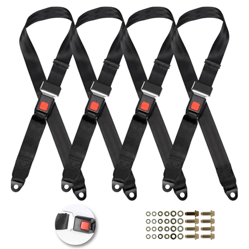 Universal Golf Cart Seat Belts Kit,Polyester Fabric Belt Adjustable &