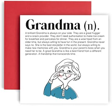 Huxters Nana Birthday Card  Square Happy Birthday Card for Grandmother  Premium Grade Paper Funny Card  Unique Artwork with Inspirational Quote  Includes Cute Envelope (Nana)