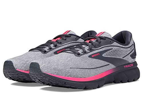 Brooks Trace 2 Sneakers for Women Offers Durable Synthetic Outsole, Classic Round Toe Silhouette, and Traditional lace-up Closure. Oyster/Ebony/Pink 6.5 B - Medium