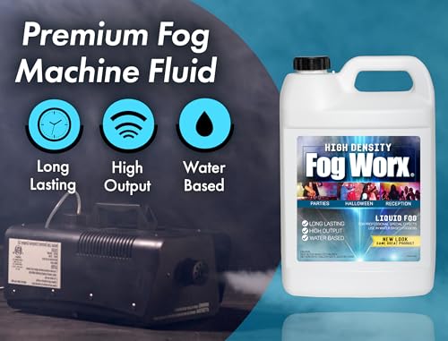 Image of FogWorx Extreme High Density Fog Juice Gallon - Long Lasting, High Output, Odorless Water Based Fog Machine Fluid - for 400 Watt to 1500 Watt Machines (Pack of 2)