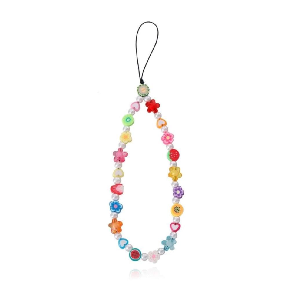 Women's A Crylic Rainbow Beads Phone Strap Fashionable Keychain Nd Lanyard Rainbow Beads Phone Charm For Girls Ccessories Fashion Beads Phone Strap