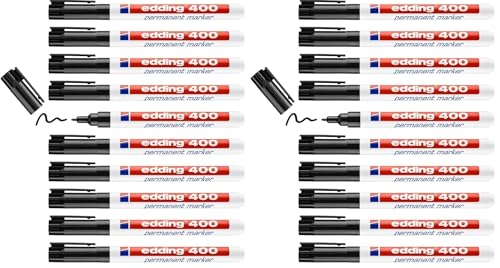 Edding 400 marqueur permanent noir anti bavure qui résiste aux frottements sur le métal