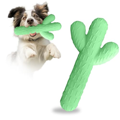 Plliocse Green Dog Chew Toy, Cactus-Shaped Chew Toy for Dogs, Pet Teething Toys Training Toy for Small Medium Large Dogs Puppy (Green, Medium)