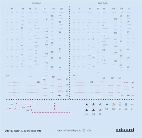 Eduard 1/48 L-29 Delphin Data Stencil Decal (For Edudo AMK) Plastic Model Decal EDUD48117