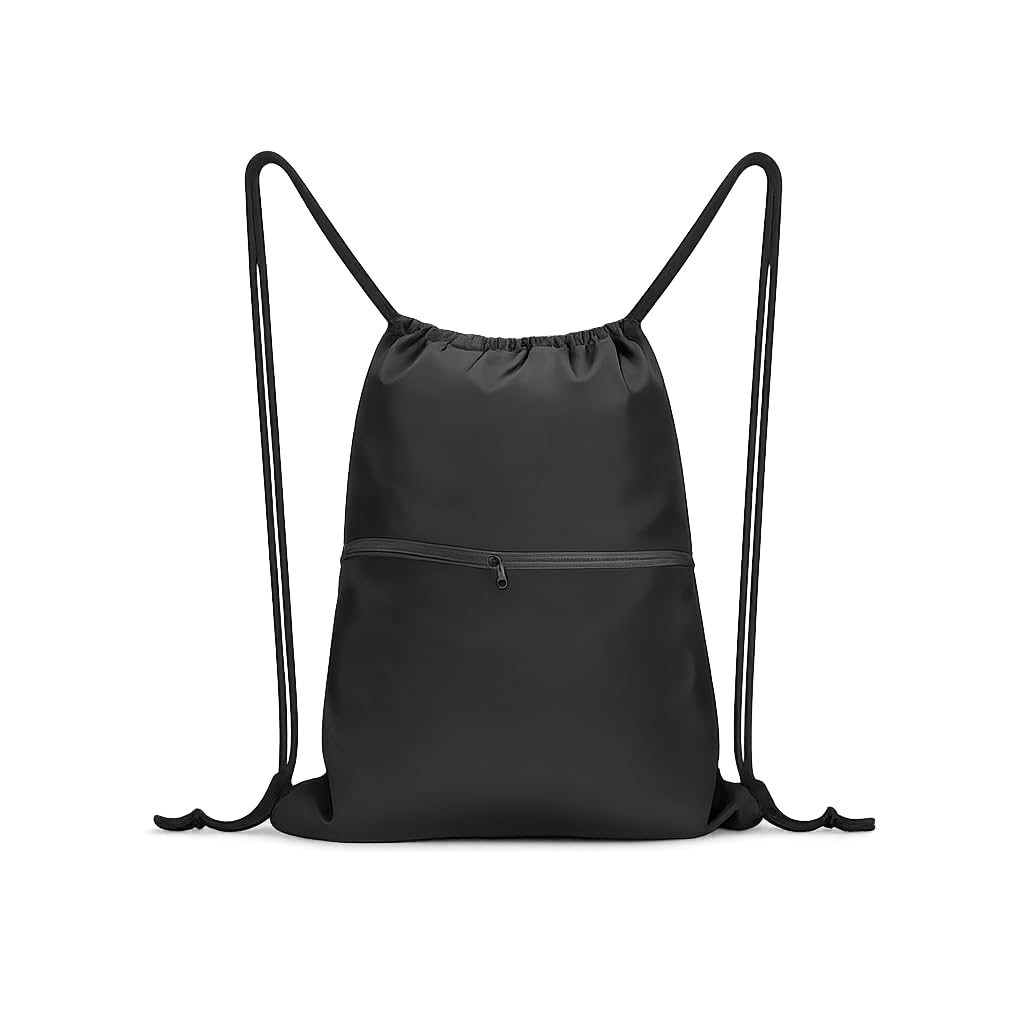NINJA GEAR Black Drawstring Bag with Zip | Lightweight Water-Resistant Gym Sports Backpack for Men, Women, School, Travel & Daily Use-image-25