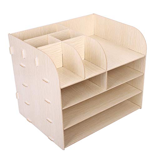 Organizer da scrivania in legno con ripiano per