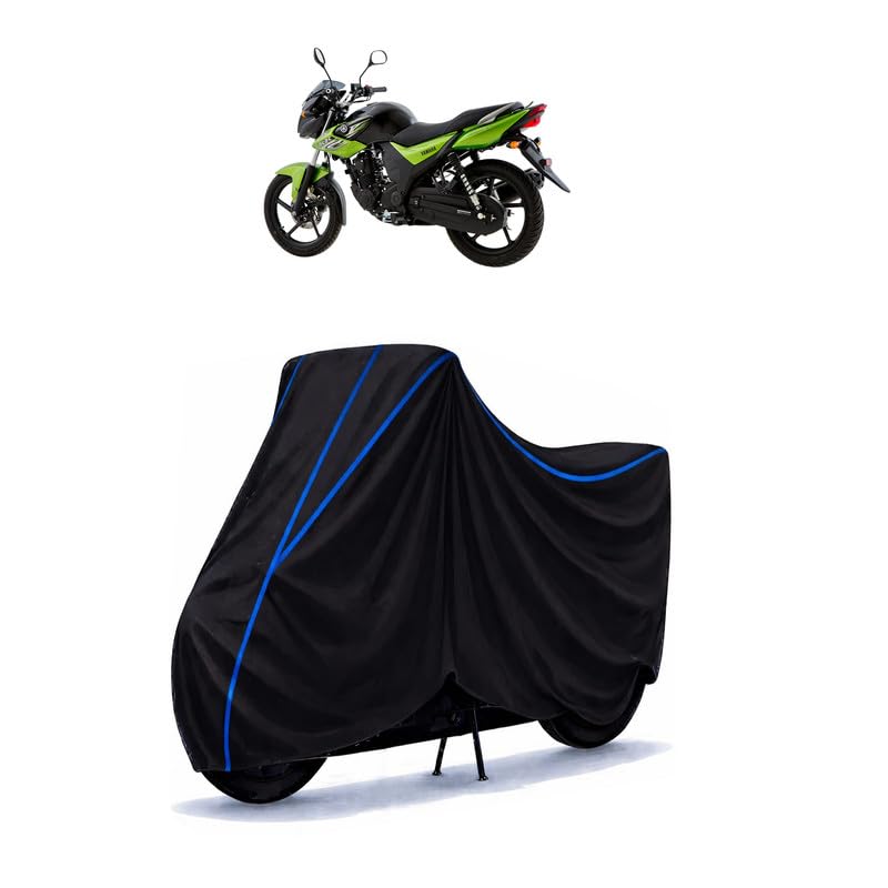 Image of SZ-RR R Bike Cover Water Resistant Universal Motorcycle Rain | Heavy Duty UV Protection, Dust, Scratch Indoor Outdoor All Weather with Black Blue Piping Elastic