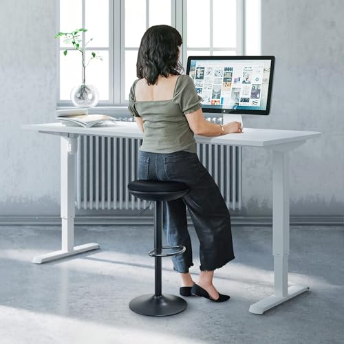 Image of IWMH Standing Desk Stool, Ergonomic Adjustable Height Office Chair, Round 360 Swivel Sit Perching Stool Without Backrest for Bedroom, Kitchen, Living Room (Black*2)