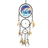Remorelt Wolf Eagle Bear Dream Catcher Bedroom Wall Decor, Christmas Home Decoration, Room Accessory, White Moon Feather Decoration - Unique Home Craft Wall Pendant (DC20 6inch Unicorn)