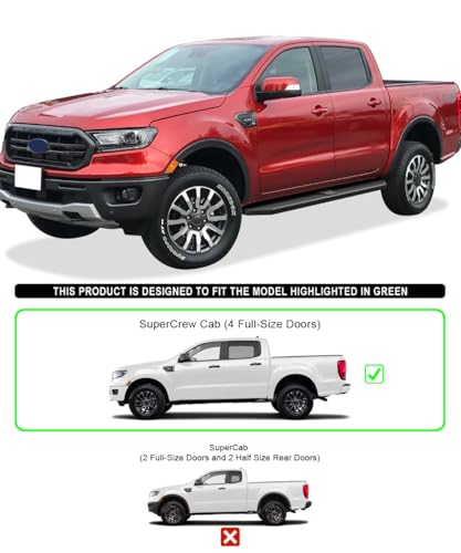 Estribos negros de acero inoxidable Tuxtreme 6" para Ford Ranger miniatura 2