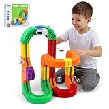 Yapasopu 51 pièces Ensemble de Train Cube Magique, Ensemble de Train électrique, mises en Page 3D intégrées, Piste de Course Flexible, Jouet de Construction de Voiture motorisé défiant la gravité