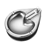 Retro Metal Ashtray,Ten Thousand Match Lighter Multifunction Ashtray,Alloy Permanent Match Lighter,Ashtray with Lighter,Great Gift for Father Husband Boyfriend,Office,Home,Camping,Hiking,No Oil (Silver)