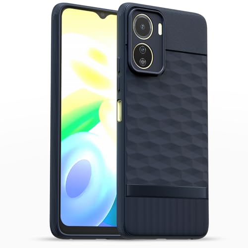 Image of Pikkme Back Cover for Vivo Y16 Camera Protection 3D Hexa Cube Design Silicone Protective Bumper Case (Blue)