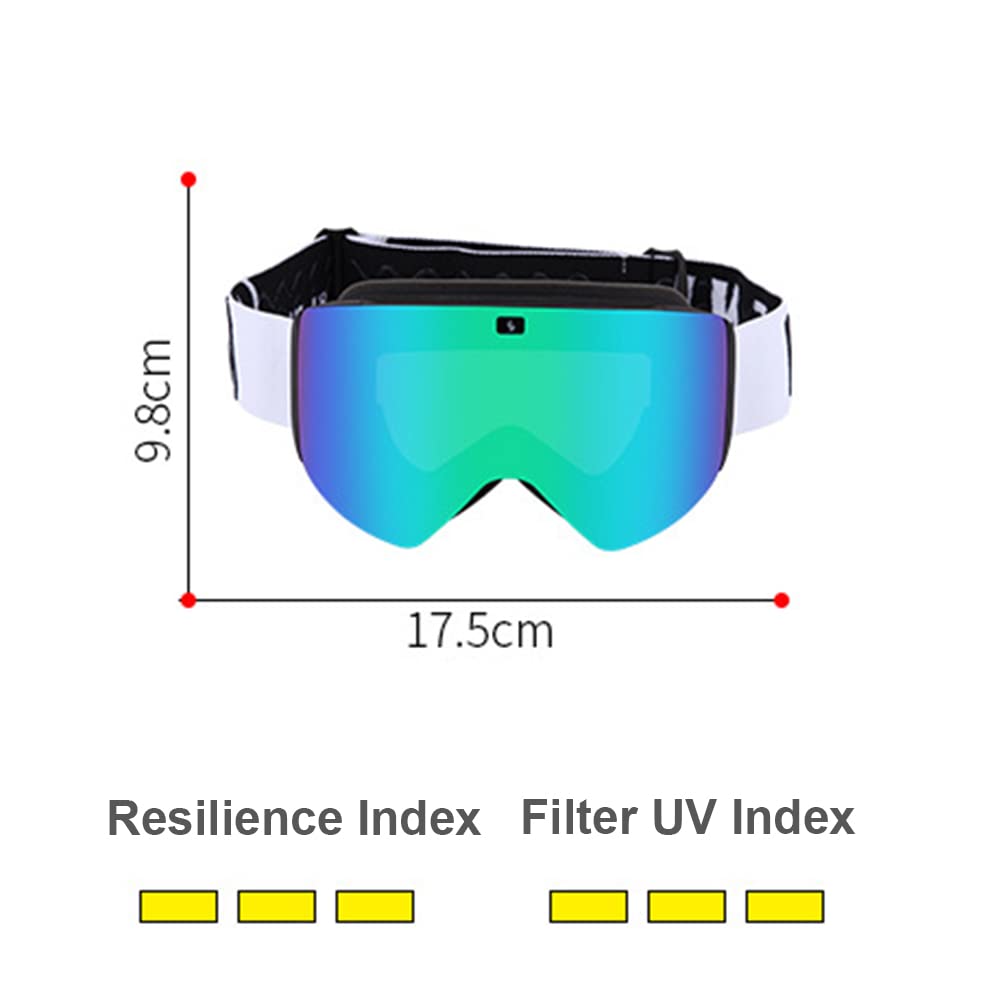 Masque de Ski Magnetique, Lunettes de Ski pour Snowboard et Ski Anti-buée Lentille,A