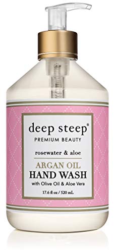 Deep Steep Argan Oil Liquid Hand Wash, 17.6 Ounce (Rosewater Aloe)