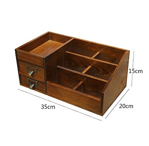 Preisvergleich Produktbild QYL Solide Holz Kosmetikkoffer Desktop Organizer Bürobedarf Aufbewahrungsbox Regal Rack Wandbehang,Brown,C