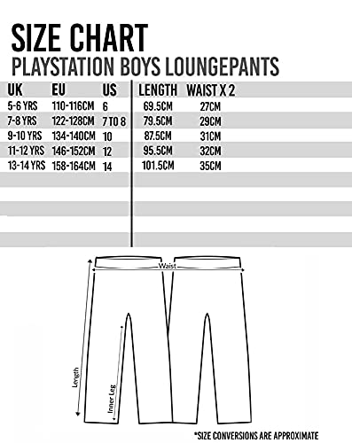 Playstation Lounge Hosen Jungs Black Game Console Pyjamas Hosen Jogger PJs 11-12 Jahre