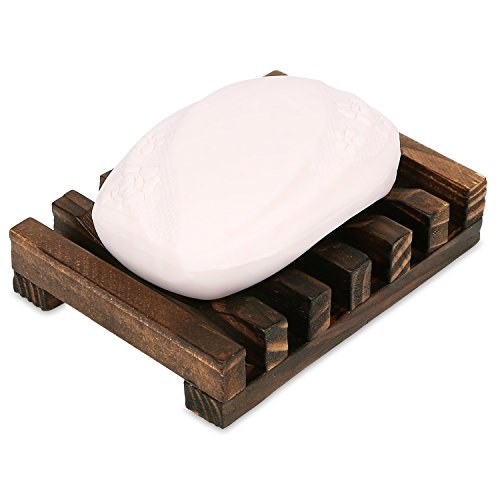 Anwenk Wooden Soap Dish Soap Saver Holder Soap Tray For Bathroom Shower Rectangular Sink Drainer Hand Craft For Soap,Sponges And More (1Pack) #TOP1