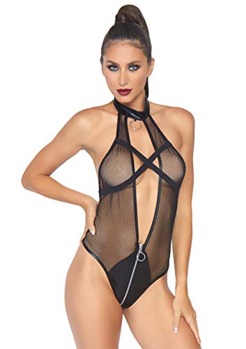 Body arrastão com ziper e coleira p/m - Leg Avenue