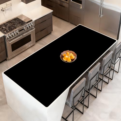 Image of 84''x24'' Extra Large Silicone Mat for Kitchen Counter, Heat Resistant Countertop Protector, Non-Slip Waterproof Kitchen Island Mat, Easy to Clean, Black
