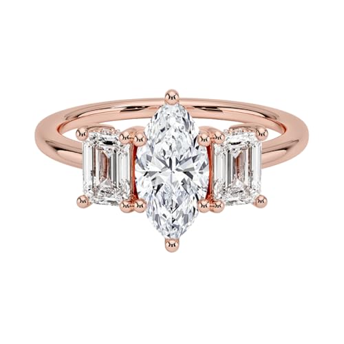 1CT Marquise Cut Lab Grown Diamond Luxe Three Stone Engagement Ring For Her