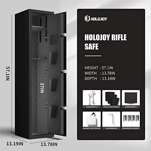 Holojoy 7-9 Fireproof Biometric Rifle Safes For Home Gun Safe For Rifles And Pistols Large Gun Cabinet Gun Safes For Rifles And Shotguns Gun Locker #TOP5