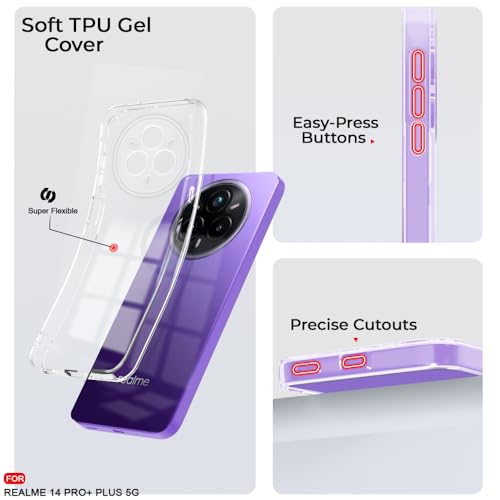 Image of AESTMO Back Case Cover for Realme 14 Pro Plus 5G | Crystal Clear Design | Shock Proof Design | Transparent Back Case Cover for Realme 14 Pro Plus 5G (Transparent, TPU)