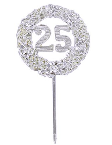 12 Pieces Silver 25th Anniversary Plastic Picks Decorations 2.5