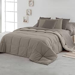 Edredon Lino Zara Home SomniHome Edredón Reversible Nordico Bicolor Cama 135/140 cm Tacto Pluma. Duvet Nórdico Cálido Suave Comodo. Cama Matrimonio. Calidad 400 gr. Color Beige - Arena 240x260