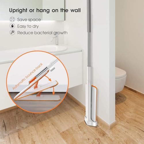 Image of TEKCOOL Moppers for Cleaning Floor Tekcool Microfiber Magic Mop for Floor Cleaning,Home Hands Free Squeeze Mop, Stainless-Steel Handle, Bucket Less and Microfiber Refill: