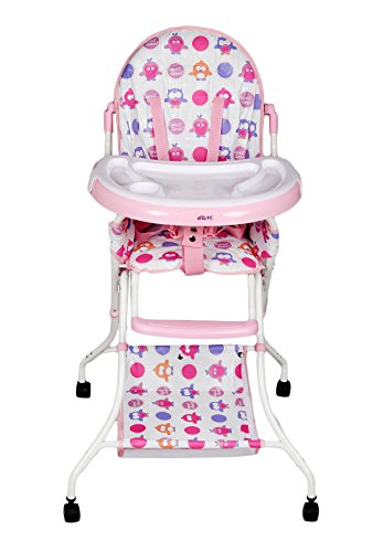 Image of ITN-8013 Foldable Baby Dining High Chair with Wheel (Pink)