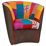 LIBEROSHOPPING.eu - LA TUA CASA IN UN CLIK Sillón Valentina Cockpit con asiento de tela Patchwork (marrón oscuro)