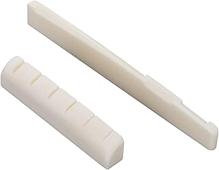 1 Sets 2pcs Left handed Guitar Nut 6 String Acoustic Guitar Bone Bridge Saddle and Nut Set Made of Real Bone 43x6x9/72x3x9mm