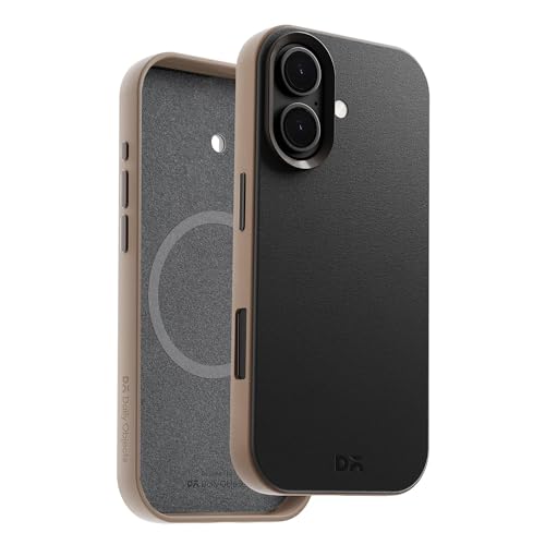 Image of DailyObjects Leatherite Case for iPhone 17 Compatible with MagSafe Wireless Charging | Black-Beige Hybrid Magnetic Back Cover