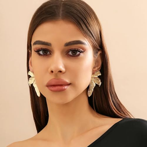 Image of Salve Chic Coquette Floral Earrings for Women | Valentine's Gift for Girlfriend | Bohemian Jewellery Hanging Earrings for Girls Stylish | Gift for Girlfriend Gold Ear Rings for Women Stylish Aesthetic Jewellery Korean Flower Danglers