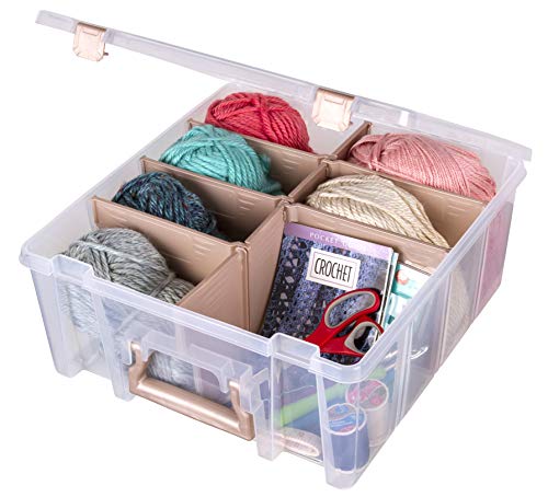 ArtBin Super Satchel Compartment Box - Stackable Durable Art Storage with 8 Removable Compartments, Smart Closure, and Portable Design for Craft Supplies, Threads, Ribbons, Paint Tubes