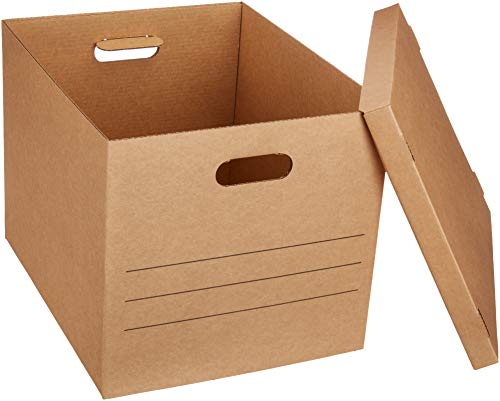 Amazon Basics Medium Moving Boxes With Lid And Handles, 10 Pack, Brown, 19 X 14.5 X 15.5 Inches #TOP1
