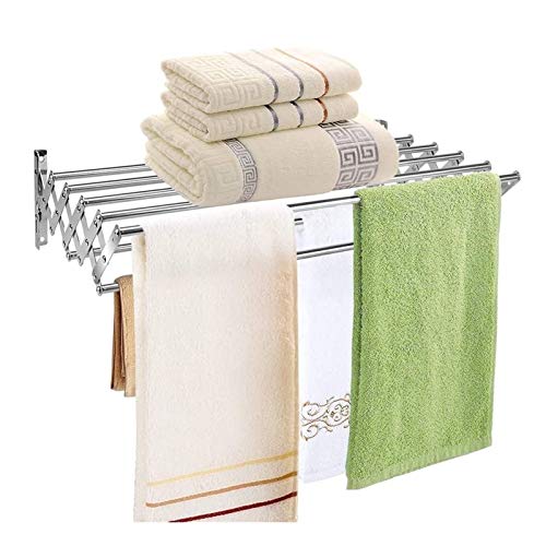 Tendedero plegable extensible para colgar ropa en interior con soporte de pared 2