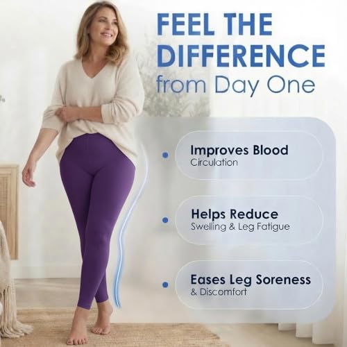 Image of ABSOLUTE SUPPORT Women Compression Leggings 20-30mmHg, Purple, 2X-Large