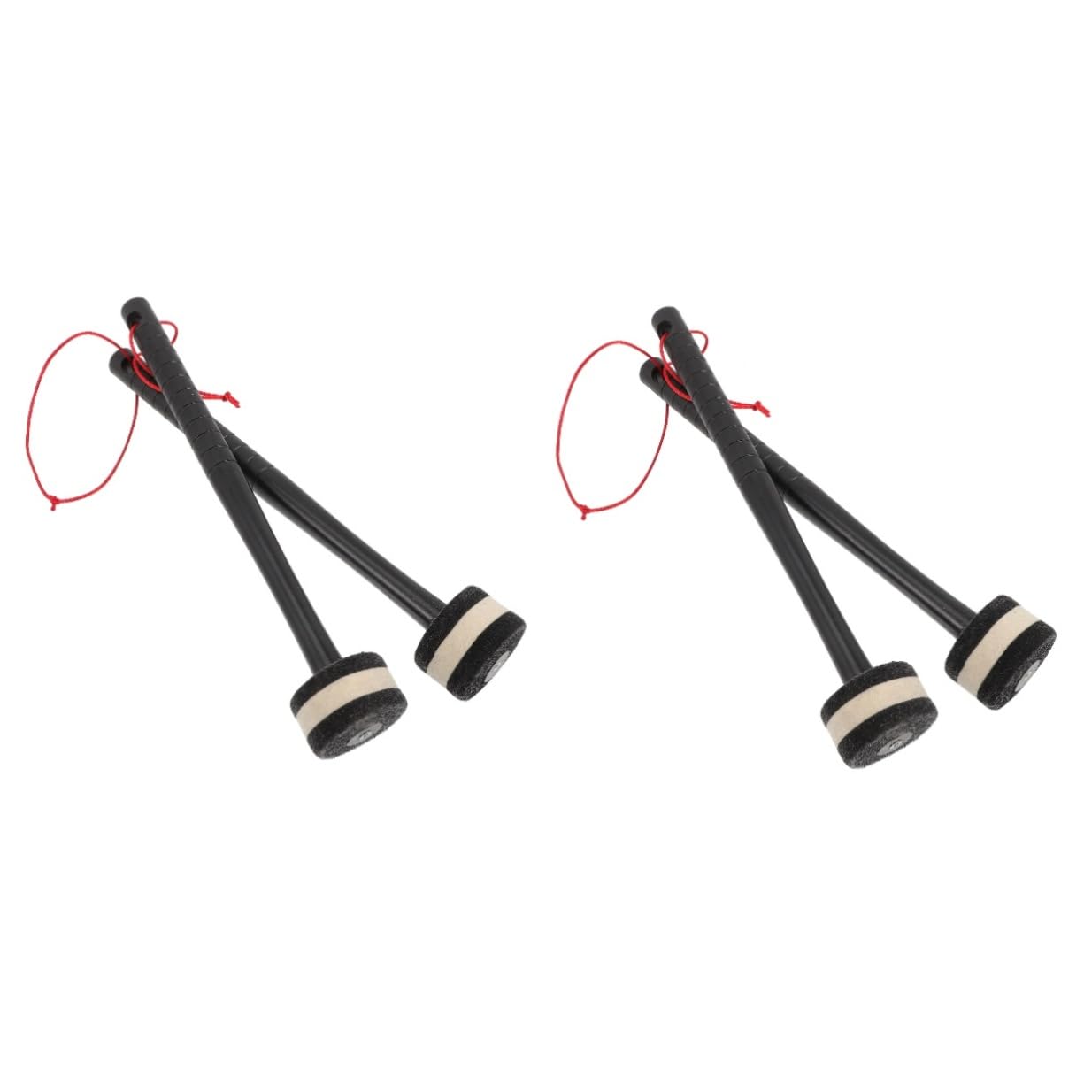 HEMOTON Baquetas Xilofono Fieltro 2 Pares Baqueta De Percusión Instrumentos Musicales Baquetas De Bombo Instrumento De Percusión Suministros De Palillo Práctico Bajo Tenor Black Sintió