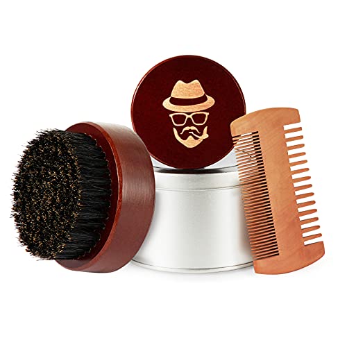 Beard Brush, 100% Boar Bristle Black Walnut Wood Beard Comb Brush for Men To Tame and Soften Your Facial Hair from Sofmild