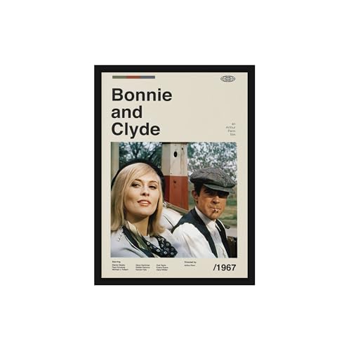 Image of BLINKART Bonnie&Clyde Movie Poster Frame 8x12 Inch | Premium 300 GSM Paper Wall Print | Mid Century Vintage Film Artwork for Home, Bedroom, Living Room, Office | Framed Photo Decor