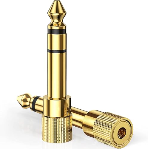 Mr. Gadget's Solutions hörlursadapter 6,35 mm (1/4 tum) till 3,5 mm (1/8 tum) hane till hona stereoljudadapter guldpläterad för elektroniskt piano, gitarr, trumma