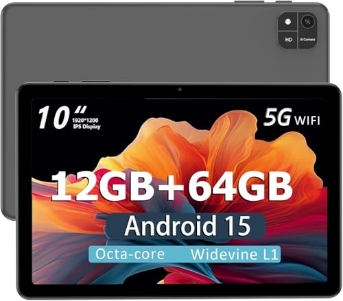 Image of Android 15 Tablet,10 inch Tablets, Octa Core CPU, 12GB+64GB+512GB Expansion, 1280x800 Display Screen, Wi-Fi6, Dual Camera, 6000mAh Battery Tablet PC,Widevine L1 Google Kids Space