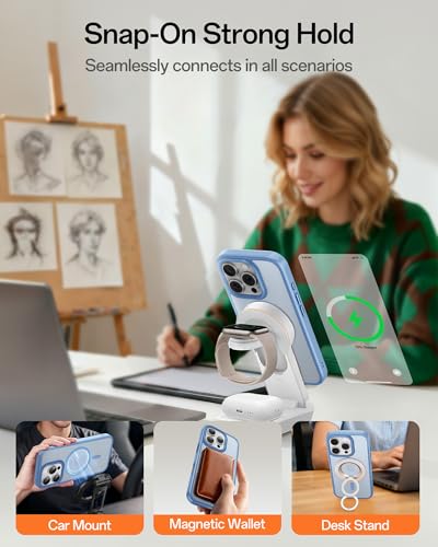 Image of UNBREAKcable Magnetic for iPhone 16 Pro Case 6.3-Inch, Compatible with MagSafe, Full Camera Protection, Built-in Magnetic Ring, Drop Protection Shockproof Slim Phone Cover - Light Blue