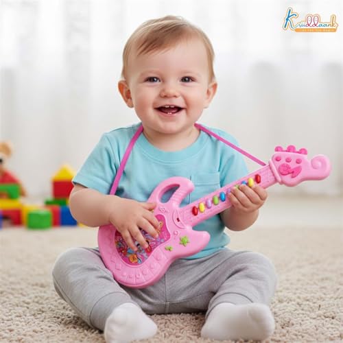 Image of Disney Princess Musical Guitar for Toddlers - Sing-Along Karaoke Junior Music Toy with Built-in Tones - Pink Rockstar Interactive Toy Guitar for Girls Ages 3+ - Educational Birthday Gift
