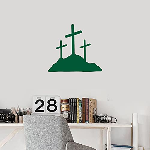 Image of Calvary Crosses Christian Jesus (Green) (Set Of 2) Premium Waterproof Vinyl Decal Stickers For Laptop Phone Accessory Helmet Car Window Bumper Mug Tuber Cup Door Wall Decoration